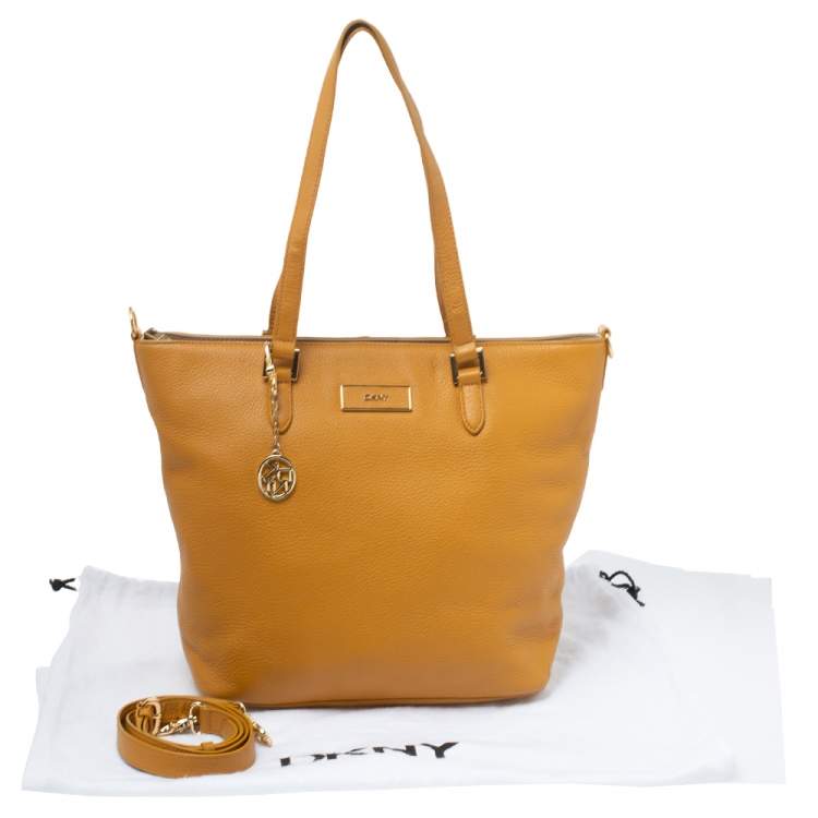 مملوكة مسبقًا Dkny Mustard Leather Zip Tote