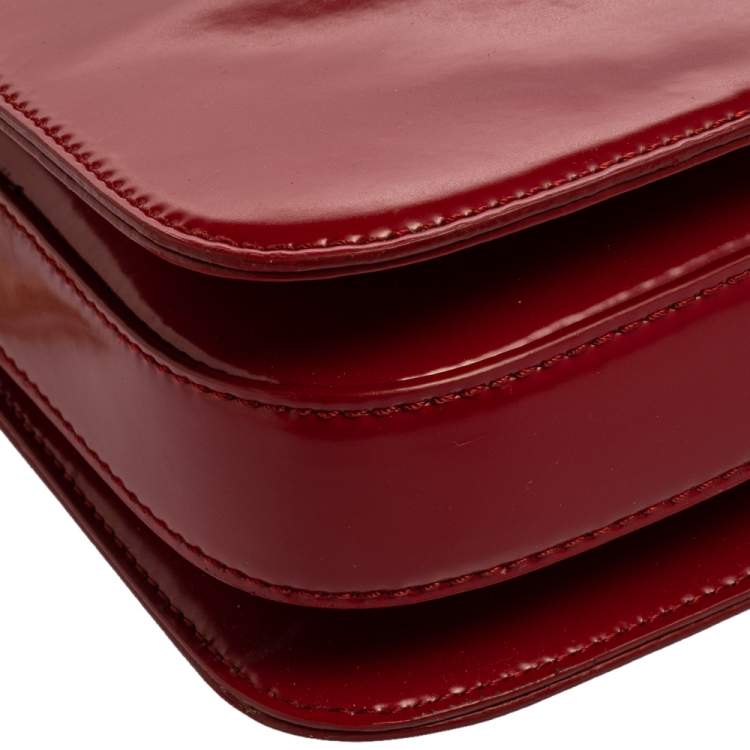 Pre Owned Dkny Red Patent Leather Top Zipped Shoulder Bag