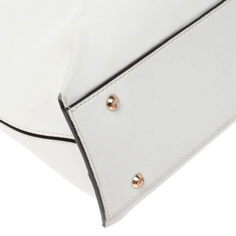 Pre Owned DKNY White Leather Bryant Park Zip Tote