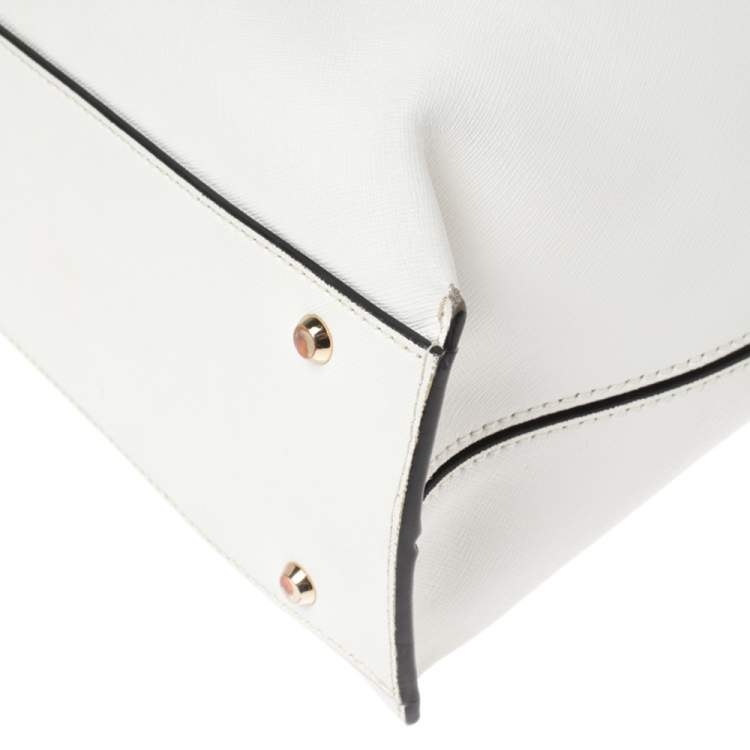 Pre Owned DKNY White Leather Bryant Park Zip Tote