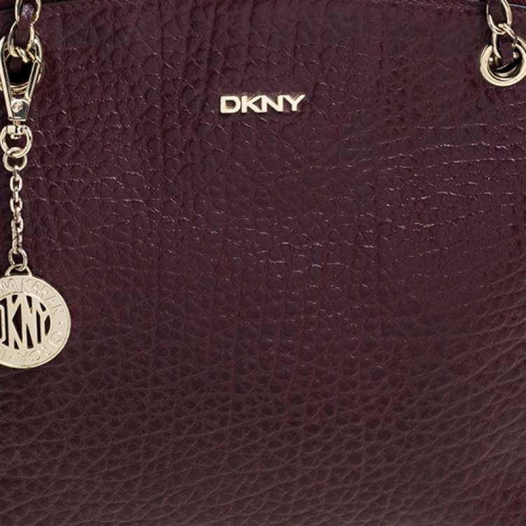 Pre Owned Dkny Maroon Leather Chain Shoulder Bag