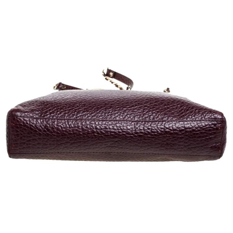 Pre Owned Dkny Maroon Leather Chain Shoulder Bag