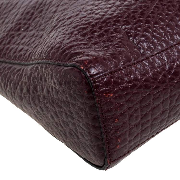 Pre Owned Dkny Maroon Leather Chain Shoulder Bag