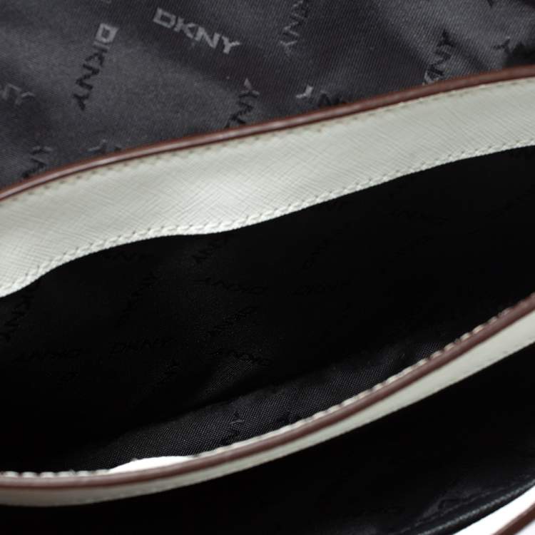 Pre Owned Dkny White Leather Bryant Flap Shoulder Bag