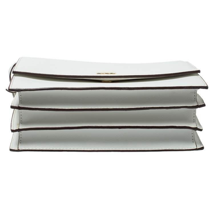 Pre Owned Dkny White Leather Bryant Flap Shoulder Bag