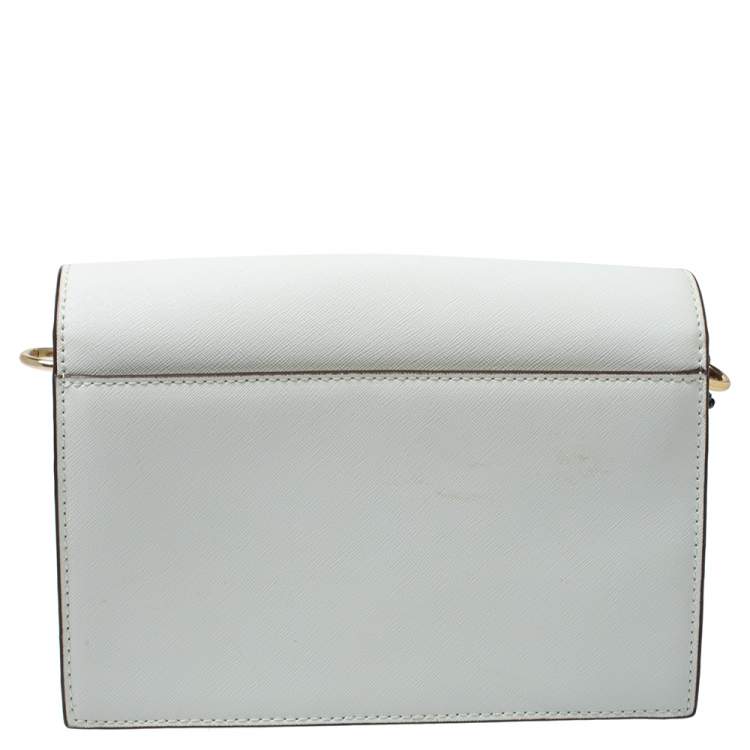 Pre Owned Dkny White Leather Bryant Flap Shoulder Bag