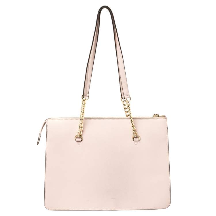 Pre Owned DKNY Light Pink Leather Large Bryant Top Zip Tote