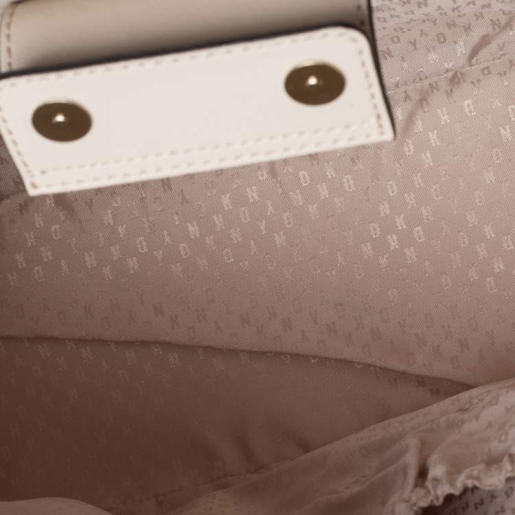 Pre Owned DKNY Light Beige Perforated Leather Tote