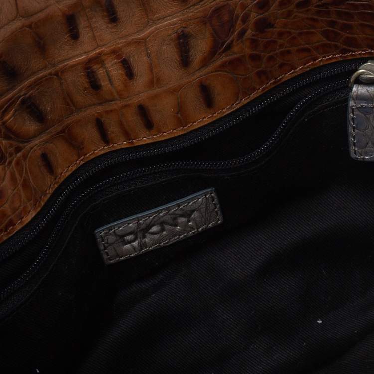 Pre Owned Dkny Muticolor Croc Embossed Leather Clutch