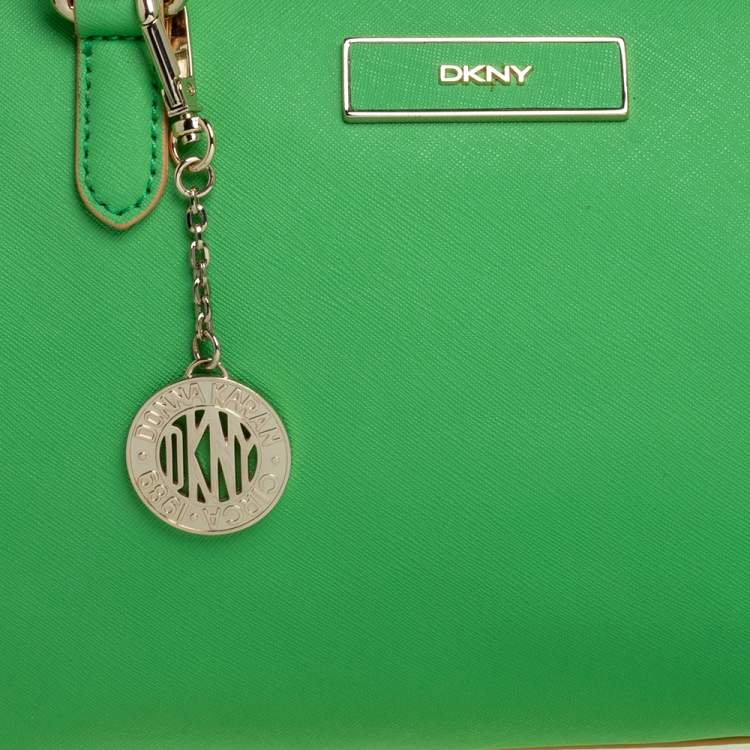Pre Owned DKNY Green Saffiano Leather Boston Bag