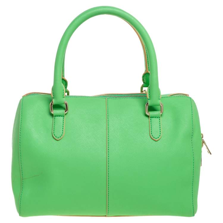 Pre Owned DKNY Green Saffiano Leather Boston Bag