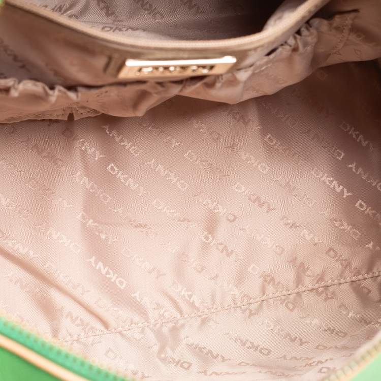 Pre Owned DKNY Green Saffiano Leather Boston Bag