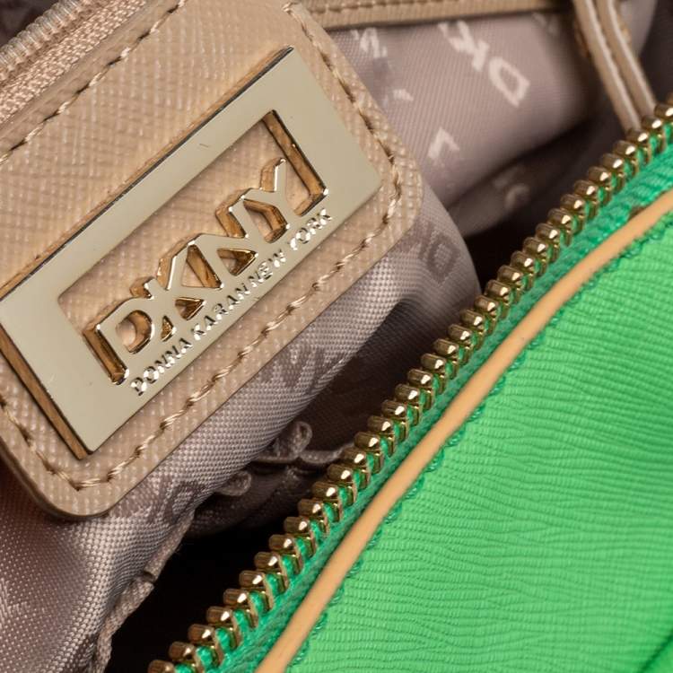 Pre Owned DKNY Green Saffiano Leather Boston Bag