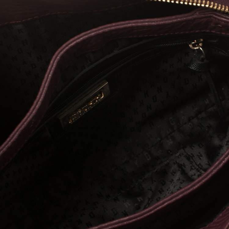Pre Owned Dkny Dark Burgundy Soft Grain Leather Studded Shoulder Bag