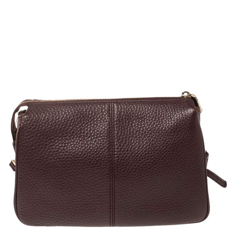 Pre Owned Dkny Dark Burgundy Soft Grain Leather Studded Shoulder Bag