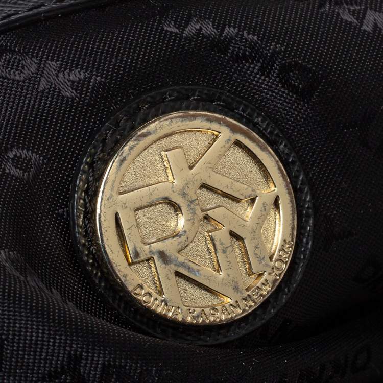 Pre Owned Dkny Black Leather Double Zip Shoulder Bag