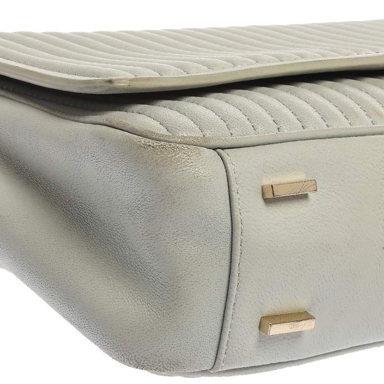 مملوكة مسبقًا DKNY Grey Pinstripe Quilted Leather Gansevoort Flap Shoulder Bag