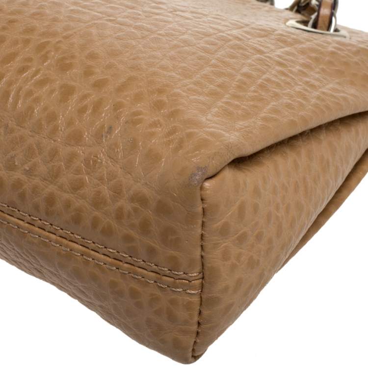 Pre Owned Dkny Brown Leather Zip Shoulder Bag
