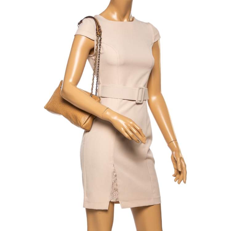 Pre Owned Dkny Brown Leather Zip Shoulder Bag