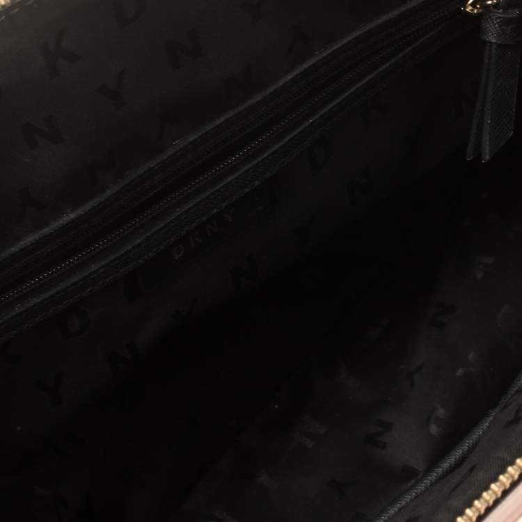 Pre Owned Dkny Powder Pink Leather Top Zip Shoulder Bag