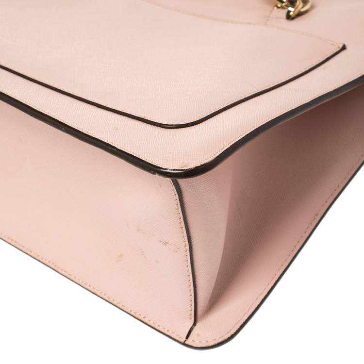 Pre Owned Dkny Powder Pink Leather Top Zip Shoulder Bag