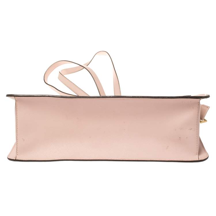 Pre Owned Dkny Powder Pink Leather Top Zip Shoulder Bag