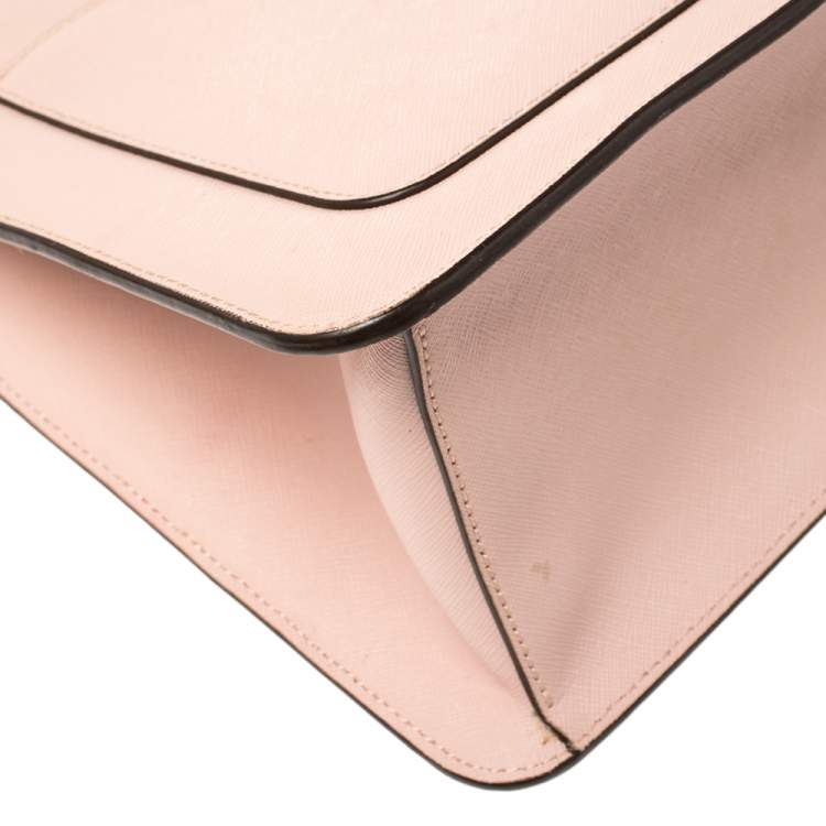 Pre Owned Dkny Powder Pink Leather Top Zip Shoulder Bag