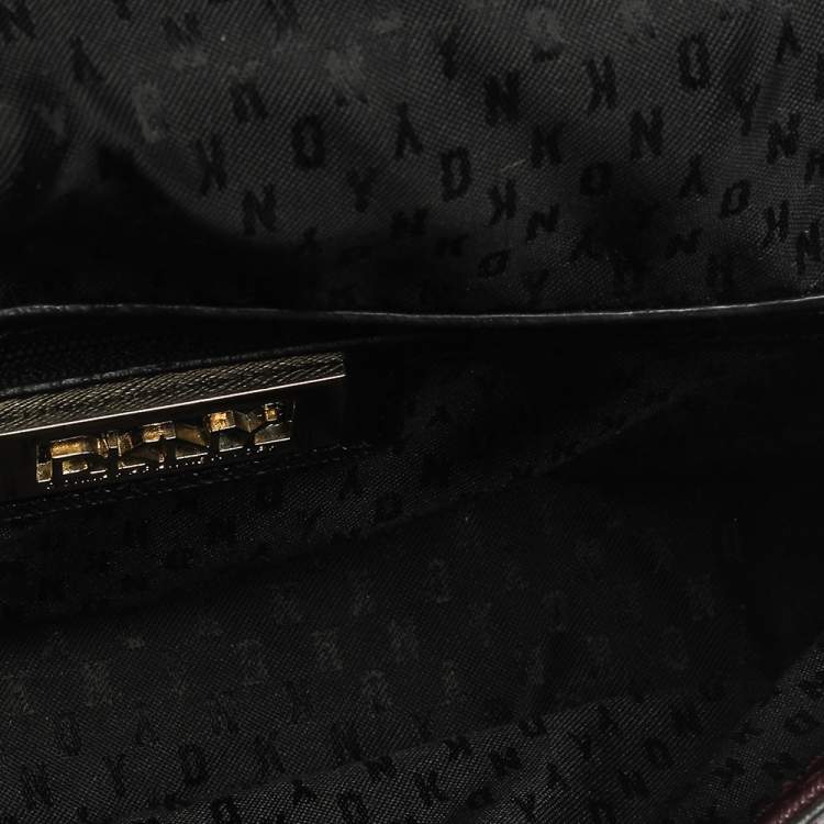 Pre Owned Dkny Burgundy Leather Flap Crossbody Bag