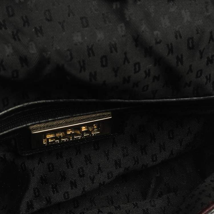 Pre Owned Dkny Burgundy Leather Flap Crossbody Bag