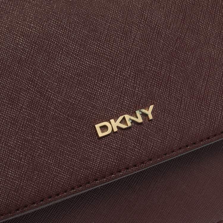 Pre Owned Dkny Burgundy Leather Flap Crossbody Bag