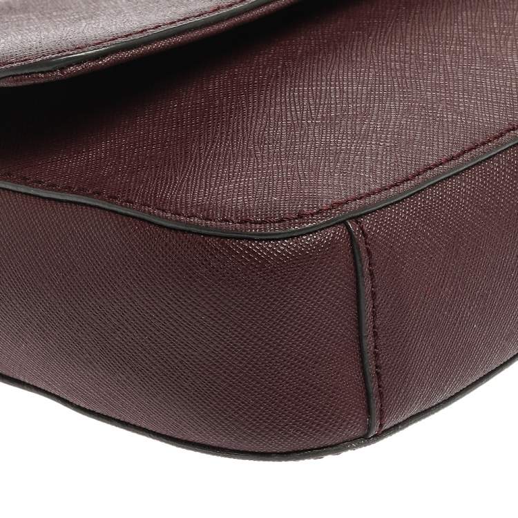 Pre Owned Dkny Burgundy Leather Flap Crossbody Bag