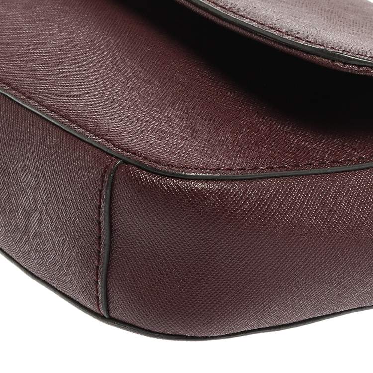 Pre Owned Dkny Burgundy Leather Flap Crossbody Bag