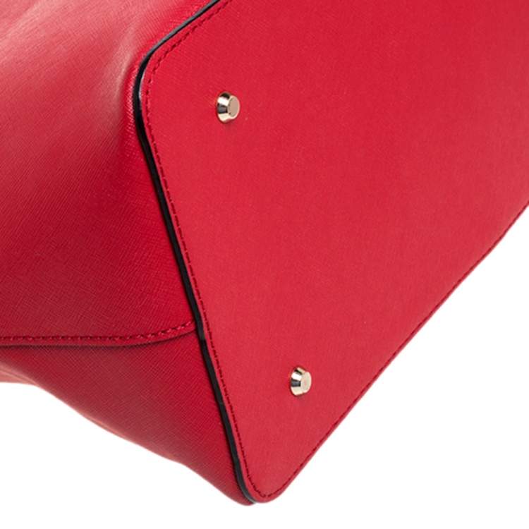 Pre Owned Dkny Red Leather Double Zip Tote