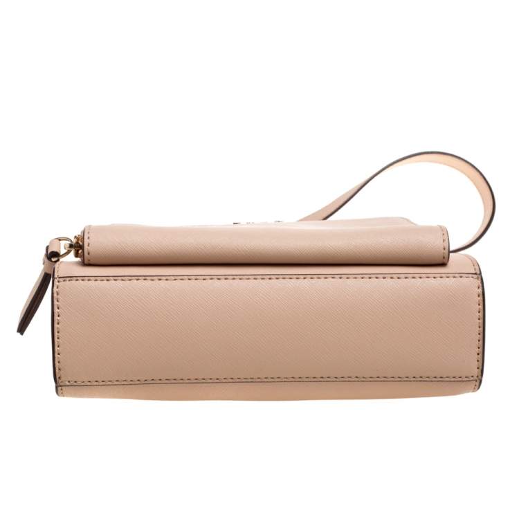 Pre Owned Dkny Beige Leather Small Bryant Park Pocket Crossbody Bag