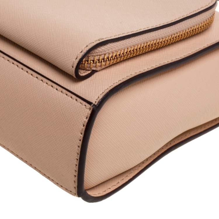 Pre Owned Dkny Beige Leather Small Bryant Park Pocket Crossbody Bag