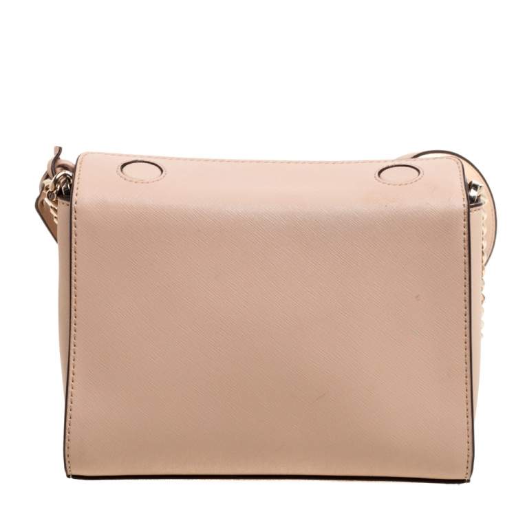 Pre Owned Dkny Beige Leather Small Bryant Park Pocket Crossbody Bag