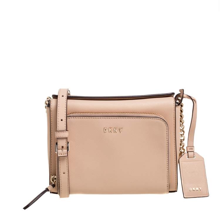 Dkny Bryant Leather Crossbody Bag From In Beige