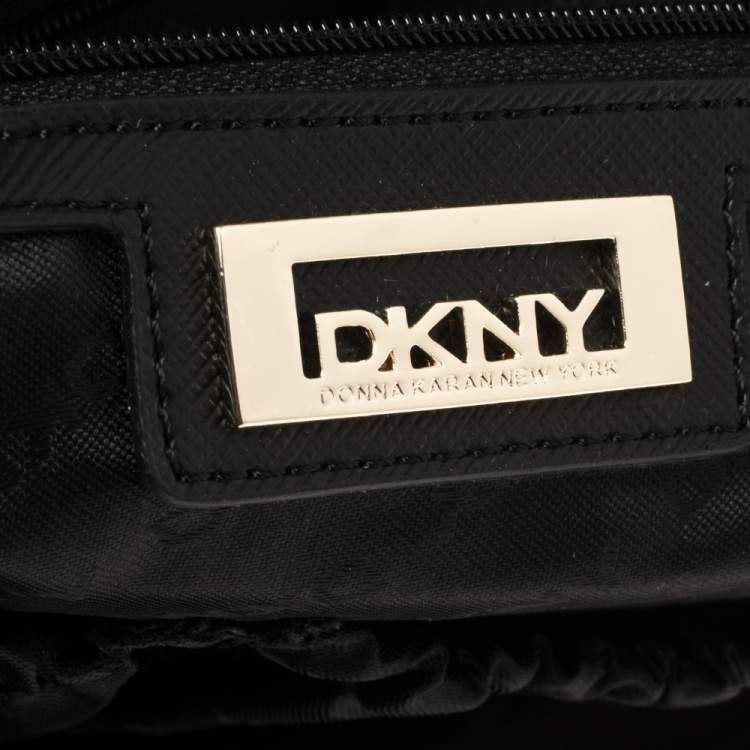 Pre Owned Dkny Blue Signature Denim and Leather Studded Hobo