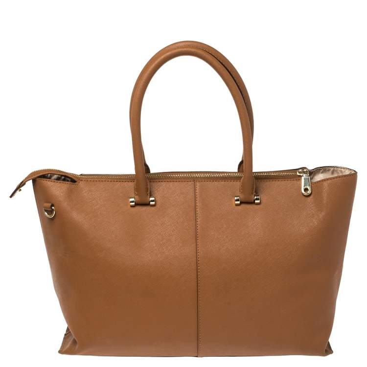 Pre Owned DKNY Tan Leather Bryant Park Zip Tote