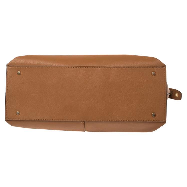 Pre Owned DKNY Tan Leather Bryant Park Zip Tote