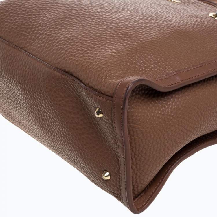 Pre Owned Dkny Brown Pebbled Leather Chain Tote