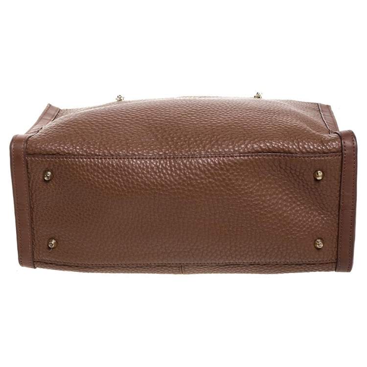 Pre Owned Dkny Brown Pebbled Leather Chain Tote