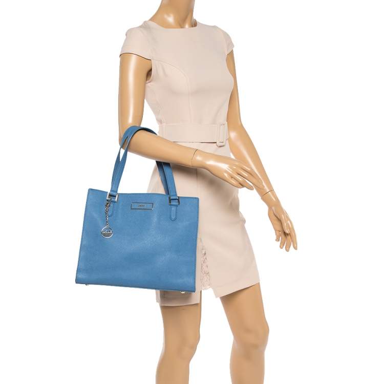 DKNY Blue Leather Bryant Park Top Zip Satchel Dkny