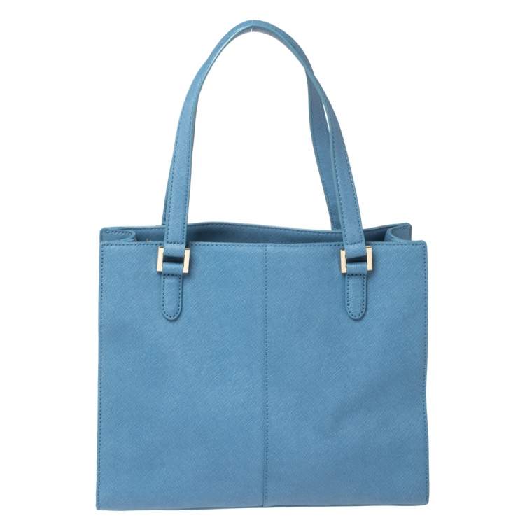 مملوكة مسبقًا DKNY Cornflower Blue Leather Bryant Park Zip Tote