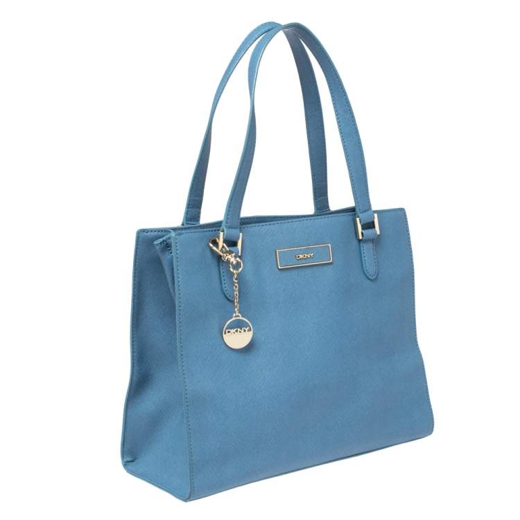 مملوكة مسبقًا DKNY Cornflower Blue Leather Bryant Park Zip Tote