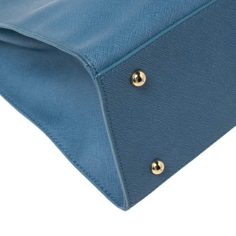 مملوكة مسبقًا DKNY Cornflower Blue Leather Bryant Park Zip Tote