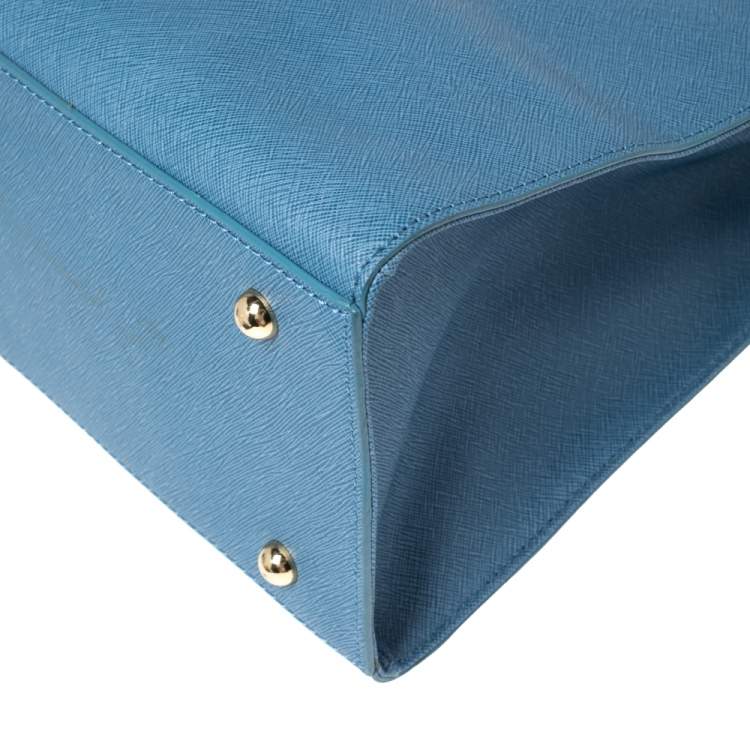 مملوكة مسبقًا DKNY Cornflower Blue Leather Bryant Park Zip Tote