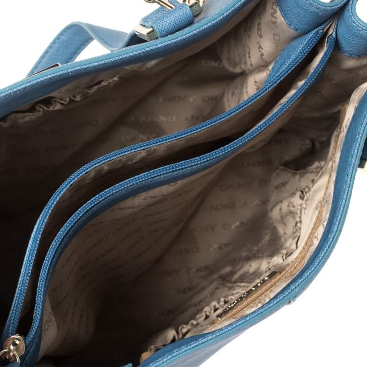 مملوكة مسبقًا DKNY Cornflower Blue Leather Bryant Park Zip Tote