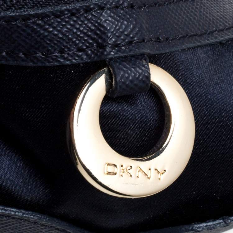 Pre Owned Dkny Blue Croc Embossed Leather Foldover Shoulder Bag