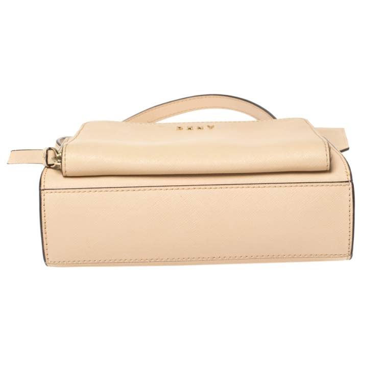 Pre Owned Dkny Beige Leather Bryant Park Pocket Crossbody Bag  